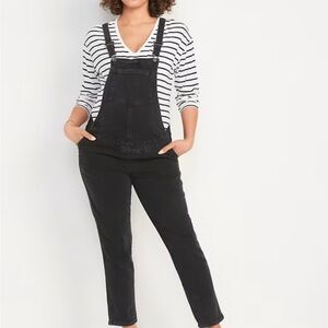 Maternity Black Denim Overalls
